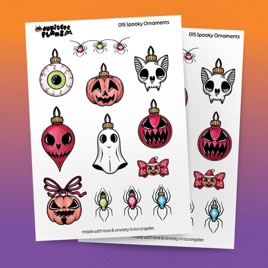 Spooky Christmas Ornaments Decorative Sticker Sheet