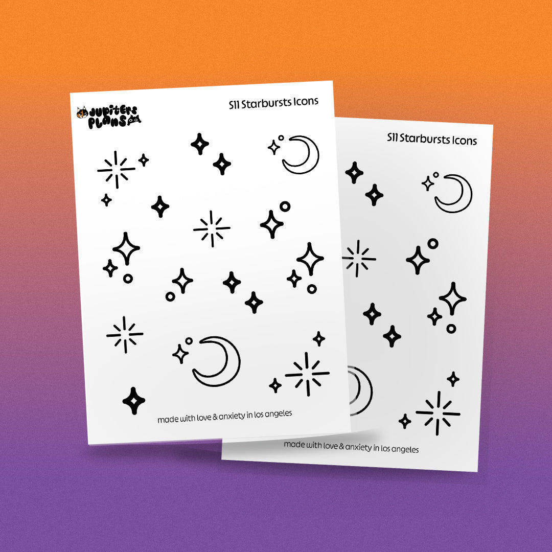 Starburst Icons Decorative Sticker Sheet | Deco Planner Stickers