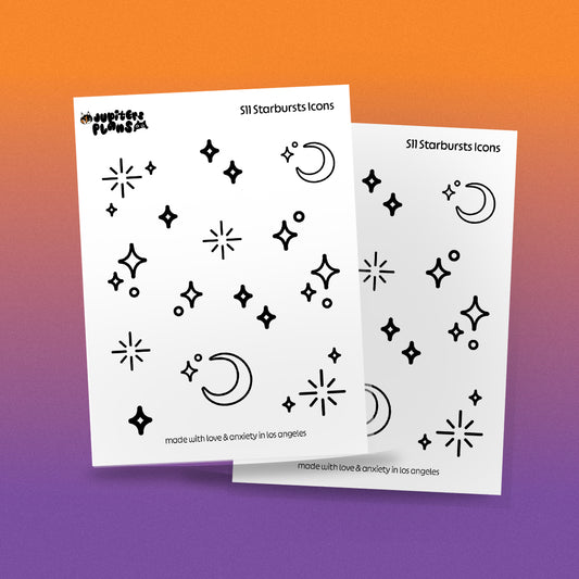 Starburst Icons Decorative Sticker Sheet | Deco Planner Stickers