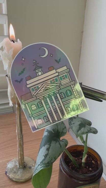 Haunted Mansion + Bats Icon Holographic Die Cut Sticker