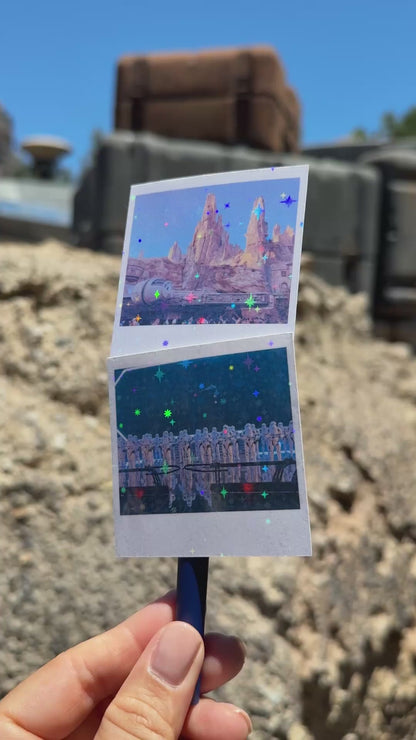 Set of 2 Galaxy's Edge Star Wars Land Die Cut Glitter Stickers
