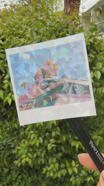 DCA Squares Glitter Die Cuts | Disney California Adventure Sparkly Polaroid Stickers for Planner, Scrapbook, Laptop